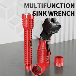 Multifunktion 18 i 1 Reparation VVS Tool Anti-Slip Plumber Key Flume Sänk Skiftnyckelverktyg VVS Pipe Wrench Badrumsverktyg Set 240401