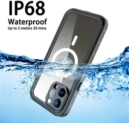 Redpepper magnetisk laddning IP68 Vattentät fodral för iPhone 15 14 Plus 13 12 11 XS XR Pro Max XR Cover Diving Underwater Swim Outdoor Sports