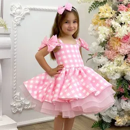 Film Pink Plaid Baby Baby Dress Cosplay Cosplay Kids Halloween Princess Birthday Dress for Girl Carnival Party Clote 2-10 lat 240407