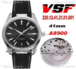 VSF Aqua Terra 150M Master Cal A8900 Automatic Mens Watch Black Textured Dial Rand Ручная рука с белой линией 2201241216317729
