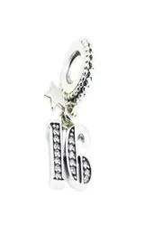 16 birthday charms number dangle 925 sterling silver fits original style bracelet 797261CZ H811042354886403