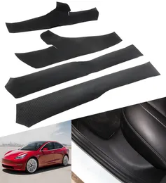 Accessories for Tesla Model 3 2020 2019 2018 2017 Car Interior Carbon fiber Style Door Protection Cover Sticker Sills Guards4724783