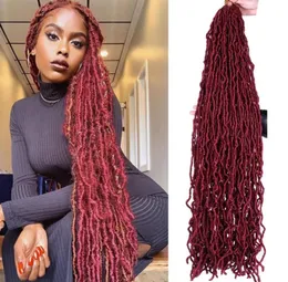 1824 -calowy Wavy Nu Faux Locs szydełkowe włosy miękkie szydełkowane warkocze Ombre Curly Dreadlock Braiding Hair Extensations dla kobiet BS253438447