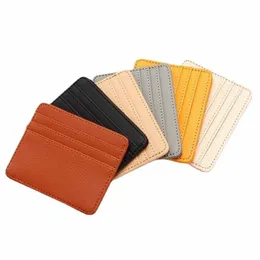 1st Pu Leather ID Card Holder Candy Color Bank Credit Card Box Multi Slot Slim Card Case Wallet Women Men Busin Cover R1DE#