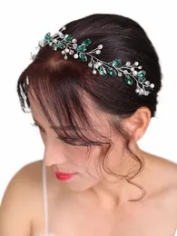 Bohemian Hair Band grünes Haar Schmuck Ressenkristall Kopfbedeckungen Party für Frauen Braut Kopfwege Hochzeit Haarakromenten T6iw#