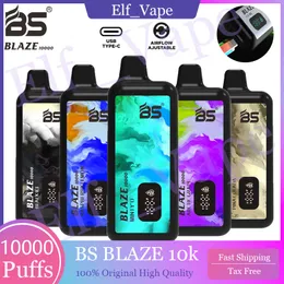 오리지널 BS Blaze 10000 퍼프 일회용 vapes 전자 담배 Bang 10K vape 펜 18ml 650mah 충전식 메쉬 코일 10 맛 0% 2% 3% 5% 10k