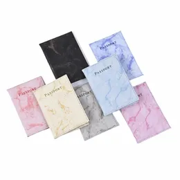 Fi Marbling Pu Passport Cover Cover Men Women Fi Travel Passport Holder Case Wallet ID Bank Holders 88JW#