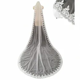 LG Wedding Veil koronkowa krawędź jedna warstwowa katedra ślubna Velo 3 metry długość ślubna