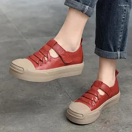 Sapatos casuais johnature primavera verão 2024 sandálias planas femininas confortam conforto couro redondo de pé suave