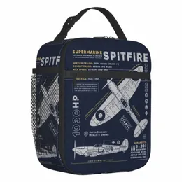 Supermarine Spitfire Isoled Lunchag Bag Fighter Pilot Aircrane Airplane Planeer Cooler Bento Caixa Crianças Crianças Q1IW#