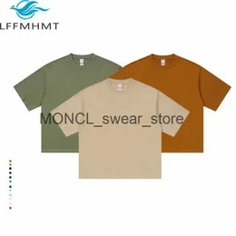Camisetas masculinas 220g/ 100% de algodão puro de camiseta básica de algodão de alta qualidade Moda de verão masculina de manga curta de coloração sólida