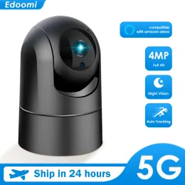 Sistema 4MP 5G Câmera de vigilância de vídeo IP WiFi IP PTZ IP com Alexa 1080p Segurança interna AI AutoTracking HD WiFi Câmera