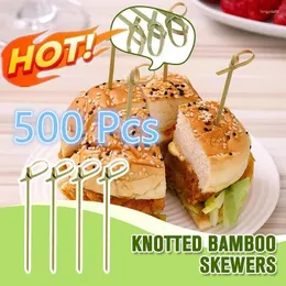 Narzędzia 500pcs 12cm jednorazowy bambusowy węzeł psturka szaszłyki koktajlowe Koktajle Fruit Forks Barbeque Party Dekoracja