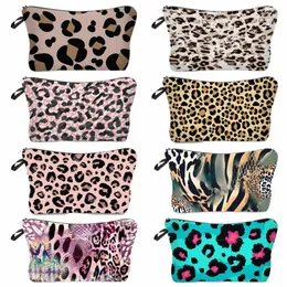 Bolsa de maquiagem de maquiagem personalizada PRESTILIZADA PRIMEIRA DE SACOS DE LEOPARDO DE LEOPARDO MULHERM MULHERES MULTIFUNCTI BACA DE VELAGEM DE VIAGEM W8VG#