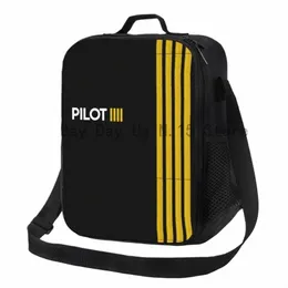 pilot Captain Stripes Insulated Lunch Bag for Women Aviati Airplane Aviator Thermal Cooler Lunch Box Beach Cam Travel L4Hl#