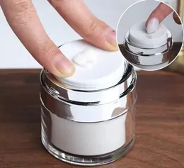 15G 30G 50G Airless Acrylic Cream Jar Bottle Bottle White Cosmetic Makeup Jars قابلة لإعادة ملء الحاوية.