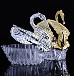 Neueste europäische Stile Acryl Silver Swan süßes Hochzeitsgeschenk Jewely Candy Box Candy Geschenkboxen Hochzeit Gefallen Halter5935791