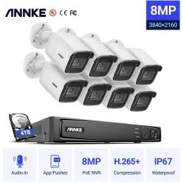 System Annke 8CH 8MP Ultra HD POE Network Video Security System 4K H.265 NVR NVR 8MP H800 Audio в камерах POE CCTV Bullet