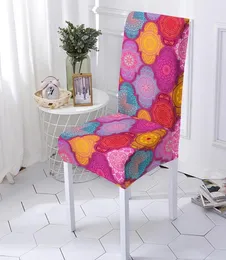 Fashionable Boho Mandala Flower Stretch Dining Chair Cover Elastic Universal Size Seat Cover för Wedding Banket El Decor2361458