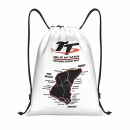 custom Isle Of Man TT Drawstring Bags Women Men Lightweight Racing Sports Gym Storage Backpack S5g7#