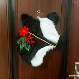 Decorative Flowers Top Selling Winter Wreath Farming Cattle Head Hanging Garland Ornaments Year 2024 Artificial Leaves Front Door Navidad