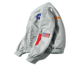 Осеньспринг New MEN039S Bomber Jacket Куртка из пилотов в стиле NASA Случайный мужской хип -хоп -стройный пилот.