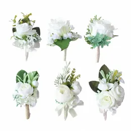 meldel corsage men wedding Rustic Boutniere White Bridal Wrist Corsage Bridesmaid Groomsmen Meet