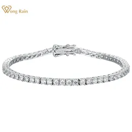 Wong Rain Hip Hop Rock 925 Sterling Silver 25mm Created Gemstone Tennis Chain Armband för män och kvinnor Partihandel 240416