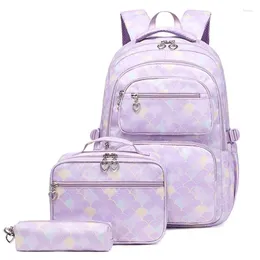 Backpack 3 PCs/Set School Bag para Garotas Infantils School School Lunchbox Child com case de lápis Crianças 2024 Livro