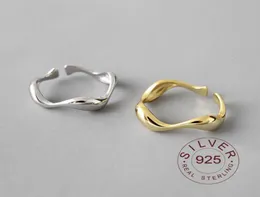 Klusterringar 925 Sterling Silver Ring Ins minimalistiska oregelbundna våg för kvinnor Resizable Handmade Zilveren Ringen Bijoux Femme3969171