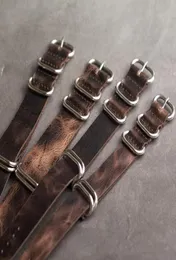 Onthevel Leather Nato Strap 20mm 22mm 24mm Zulu Strap Vine First Layer Cow Leath Watch Band with Five Rings Buckle E CJ1919564223