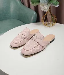 10A Mirror Quality Top-Best-Version Frauen Designer-Hausschuhe Leinwand warme Tonzähne Pink Mint Green Lady Classic Slides Flat Mules 35-42