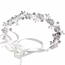 Gorący biały ręcznie robiony kryształowy nagłówek nałogowy wieniec ślubny opaska na głowę Rhineste Floral Princice Wedding Acories x8az#