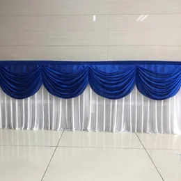 Saia de mesa de pano de 10 pés de comprimento com cortina colorida de cortina transparente de tecido de seda gelo rodando decoração de eventos de festa de casamento