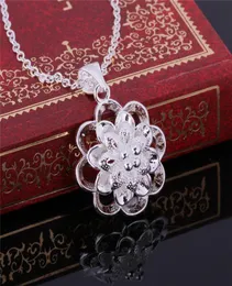 Women039s Sterling Silver Plated Hollow FlowerペンダントネックレスGSSN623ファッション素敵な925シルバープレートジュエリーネックレス8255854