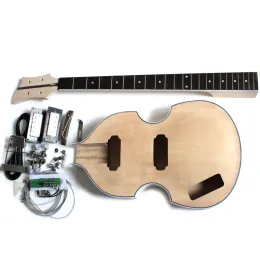 Kablar Ny DIY Electric Bass Guitar Kit Violin Bass Bygg din egen i vänster hand