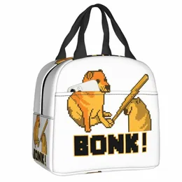 cheems Bk Meme Pixel Art Insulated Lunch Bag for Women Reusable Shiba Inu Dog Cooler Thermal Lunch Box Picnic Food Tote Bags M4ek#