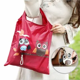 cute Animal Owl Shape Foldable Shop Bag Reusable Tote Bag Portable Travel Shoulder Bag Folding Storage Bags Home Organizator 244m#