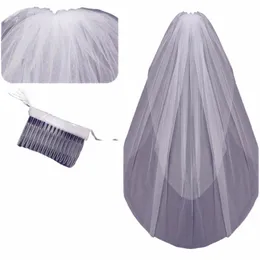 short Soft Tulle Wedding Veils Two Layers Cut Edge Comb In Stocks B5U8#