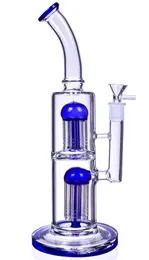 THICK 13inch Double Tree Perc TALL Bong HEAVY Glass Water Pipe HOOKAH Blue