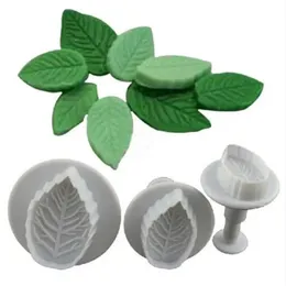 3Pcs/Set Cake Rose Leaf Plunger Fondant Decorating Sugar Craft Mold Cutter Cake Decorating Pastry Cookie Tools