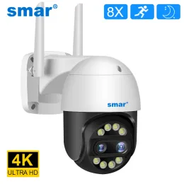 Sistema SMAR 4K 4K 8MP PTZ IP CAMERA 2.8+12 mm Dual Lens 8x Zoom WiFi Outdoor Security Cam 2K CCTV Video Sorvegliato Rilevamento umano ICSEE