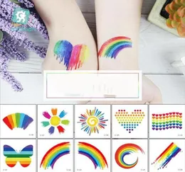 Kolorowy Rainbow Tattoo Stitto Doroszy dzieci 6060 mm naklejka twarz kosmetyczna urocza sztuka sztuka tymczasowa naklejka akcesoria chłopcy GI2561931