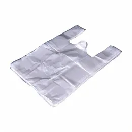 100pcs Transparent Plastic Bags Shop Bag Supermarket Bags With Handle Food Packaging 20*30cm O8er#