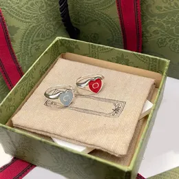 Moda Kırmızı Mavi Emaye Aşk Yüzüğü Yüksek Kalite 925 STERLING Gümüş Marka Tasarımcı Yüzüğü Kadın Düğün Partileri Günlük Kıyafet Hediye Takı Orijinal Kutu