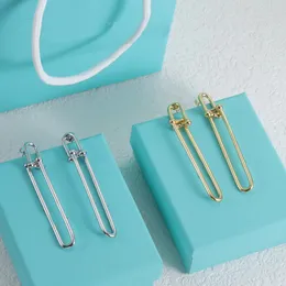 Gold Silver Super Long Titanium Earrings Minimalist Earrings Designer för Women Valentine's Day Gift Designer Jewelry Gratis porto.