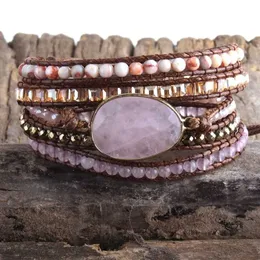 MD Fashion Boho Beadered Bracelet Bersemade Mixed Natural Stones Crystal Stone Charm 5 Strands Bracelets Gired Drop294H