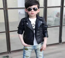 fashion boy causal Black jacket coat novelty leather PU jacket coat for 112T boys students kids children outerwear leather clothi3942156