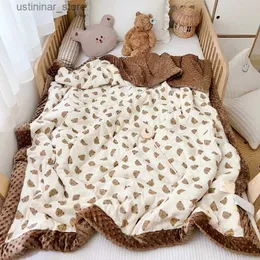 طفل أسرة الطفل Minky Dot لحاف لفصل الشتاء Bear Bear Rabbit Muslin Newborn Blanket Comforter Kids Fleece Thermal Sleeping Cover L416