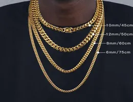 Kedjor 6mm8mm10mm12mm hiphop 18k guldpläterad miami kubansk länkkedja rostfritt stål halsband gåva för män kvinnor juvelrychains 8654468